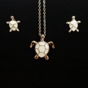 New Silver and opal turtle jewelry set